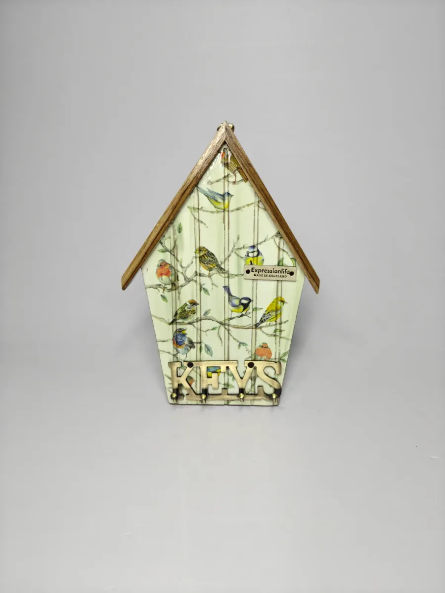 DECOUPAGE ART RUSTIC KEY HANGER (TWIG BIRD)