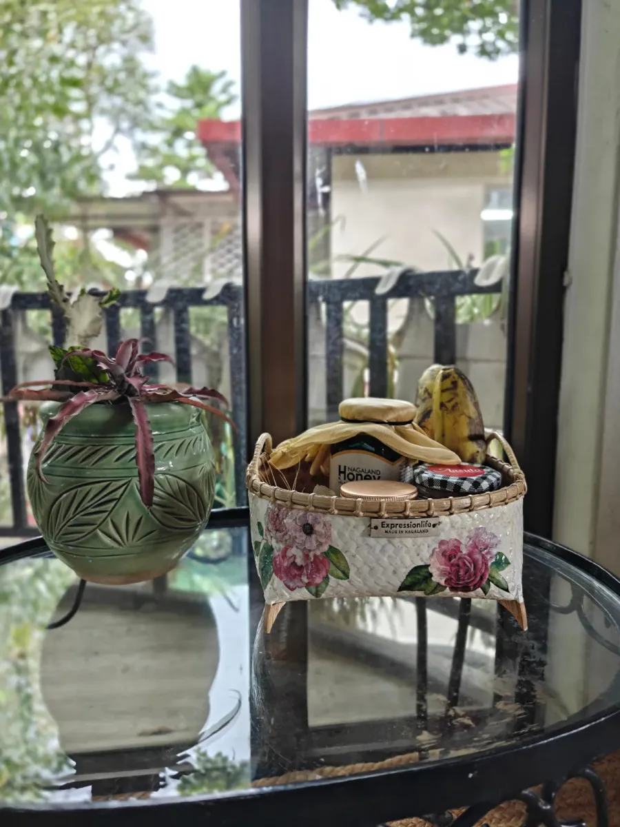 DECOUPAGE ART BAMBOO WICKER BASKET (ROUNDED - Pastel)