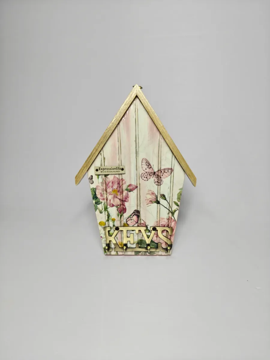 DECOUPAGE ART RUSTIC KEY HANGER (PEACHY)