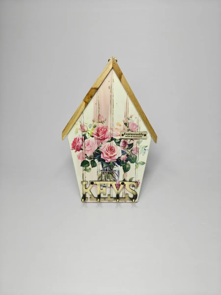 DECOUPAGE ART RUSTIC KEY HANGER (ROSES)